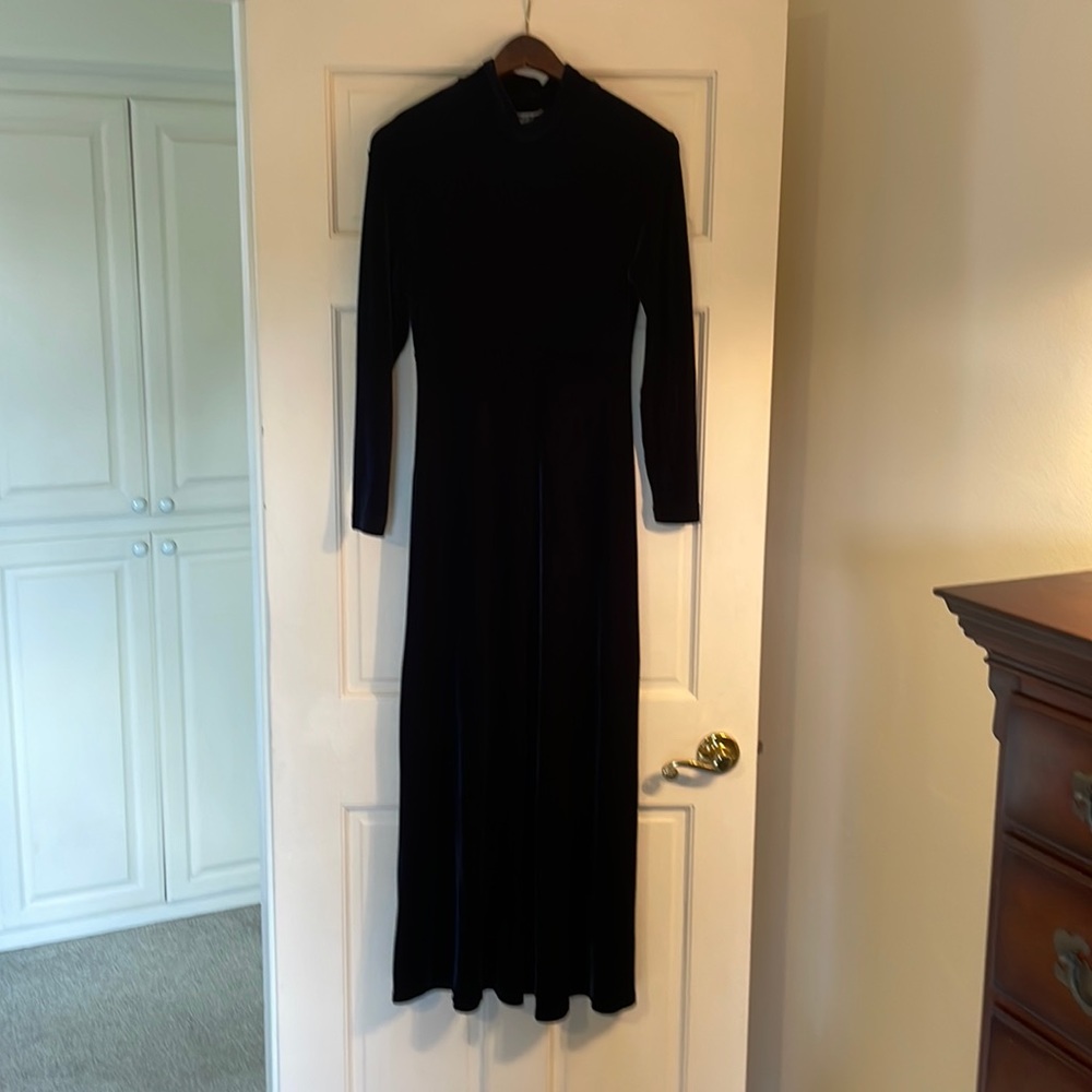 BcBg midnight blue velvet evening dress